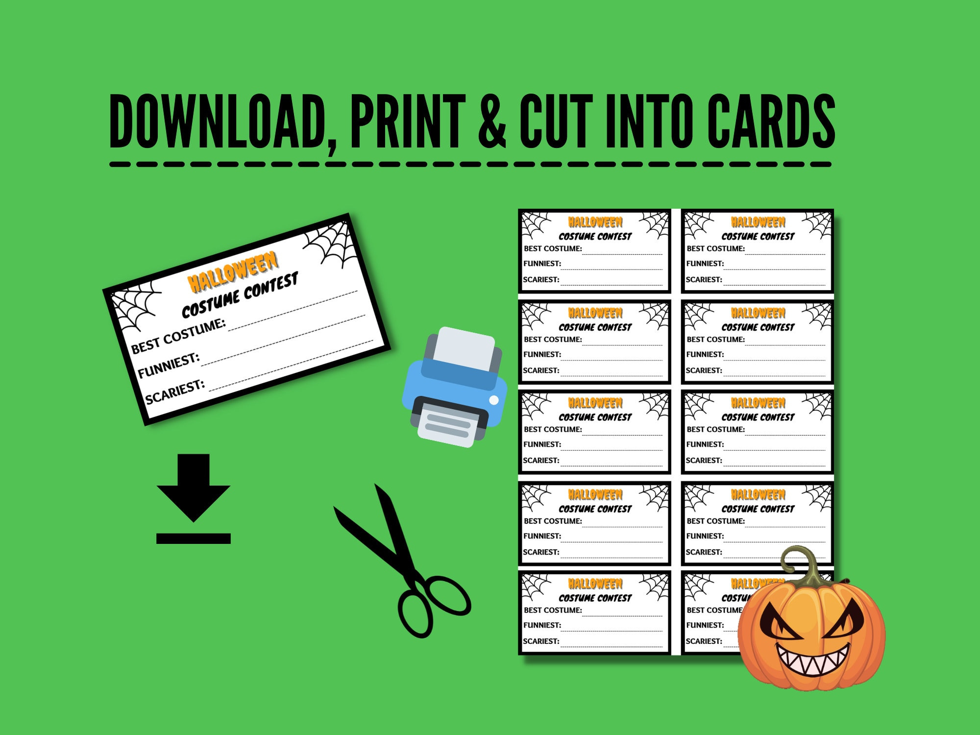 Halloween Costume Contest Voting Cards: Printable Ballot (Pdf Download) inside Free Printable Halloween Costume Voting Ballots