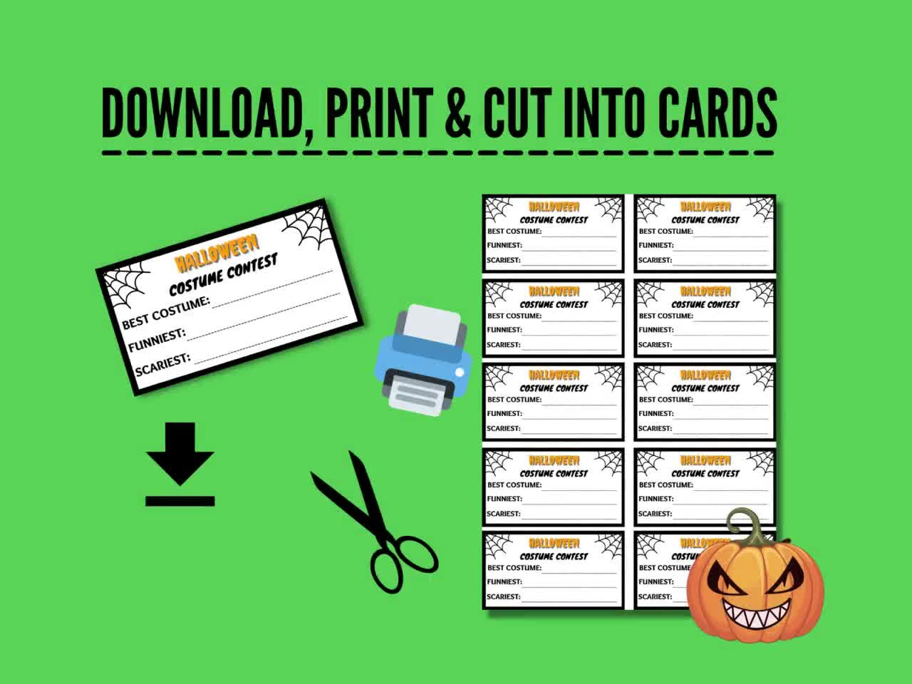 Halloween Costume Contest Voting Cards: Printable Ballot (Pdf Download) with Free Printable Halloween Costume Contest Ballot