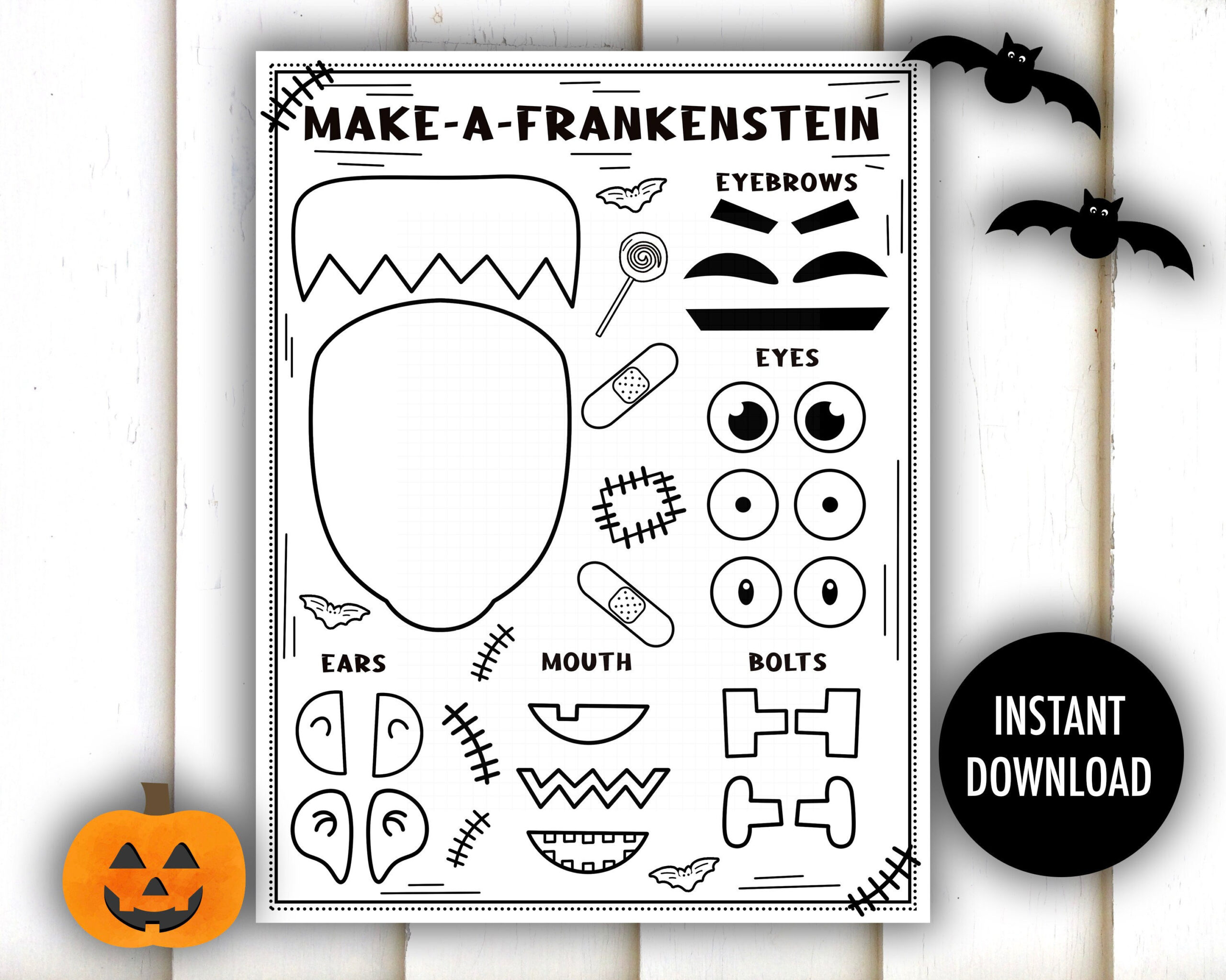 Halloween Craft Printable - Make A Frankenstein, Cut And Color, Cut And  Paste, Activity, Kids Halloween Crafts, Coloring Craft, School regarding Easy Printable Halloween Crafts