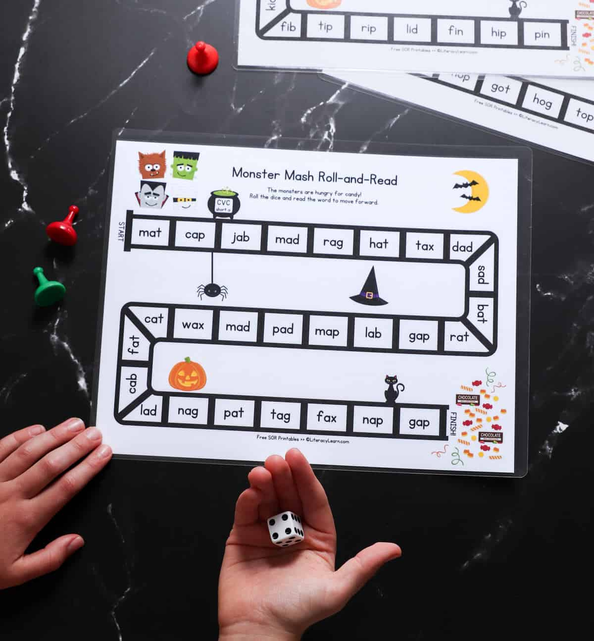 Halloween Cvc Roll &amp;amp; Read Games - 5 Free Printables - Literacy Learn within Free Printable Halloween Cvc Words Worksheets