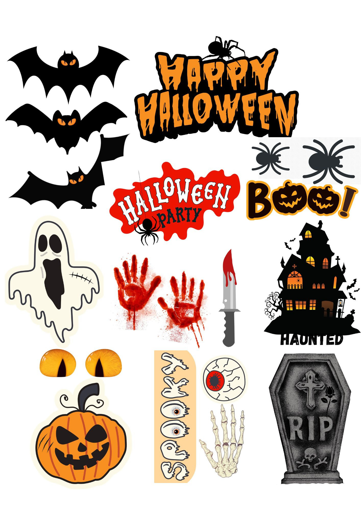 Halloween Decorations Set Simple Diy Printable 10 Pages Black And throughout Printable Halloween Decorations
