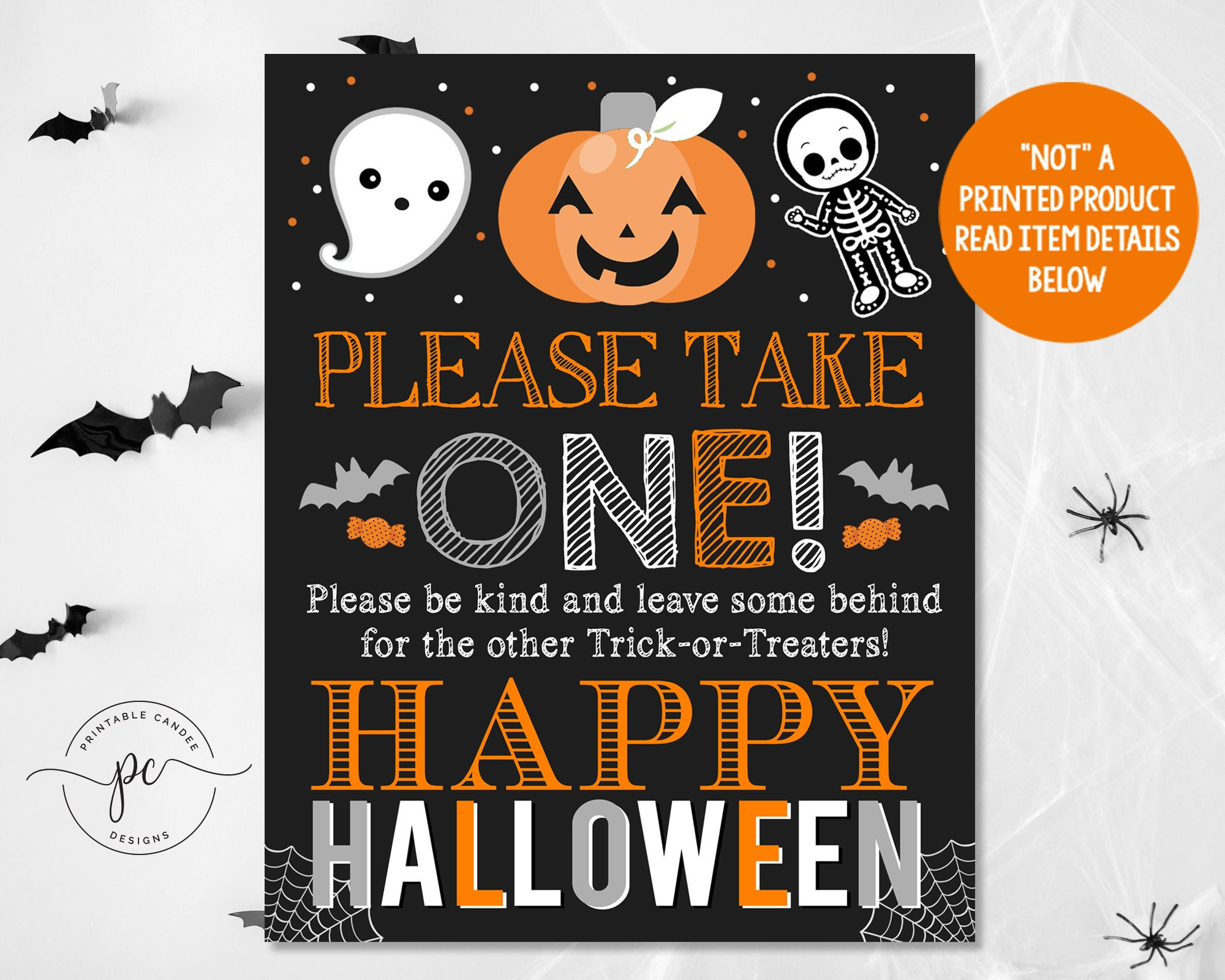 Halloween Door Sign Please Take One Party Decor Trick Or Treat for Printable Halloween Door Sign