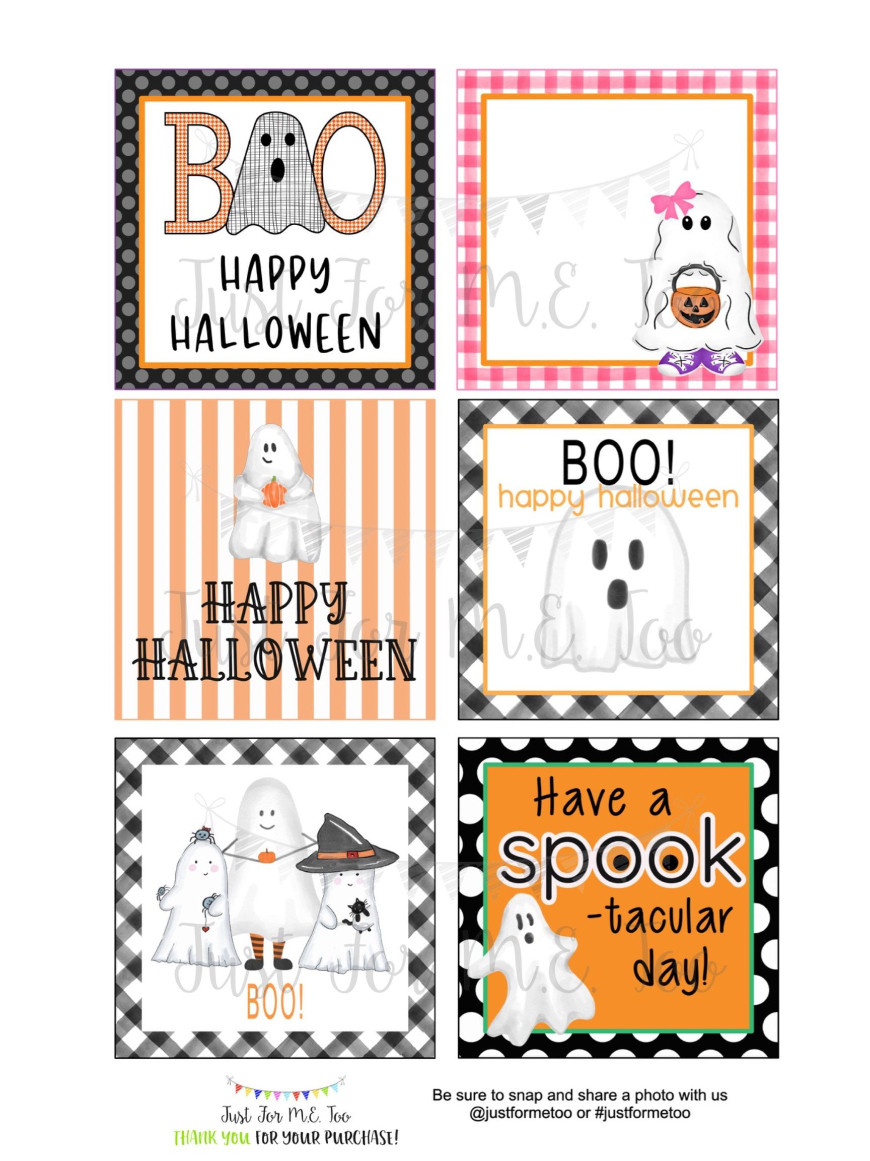 Halloween Druckbare Tags, Instant Download, Boo Tags, Quadratische intended for Printable Halloween Tags