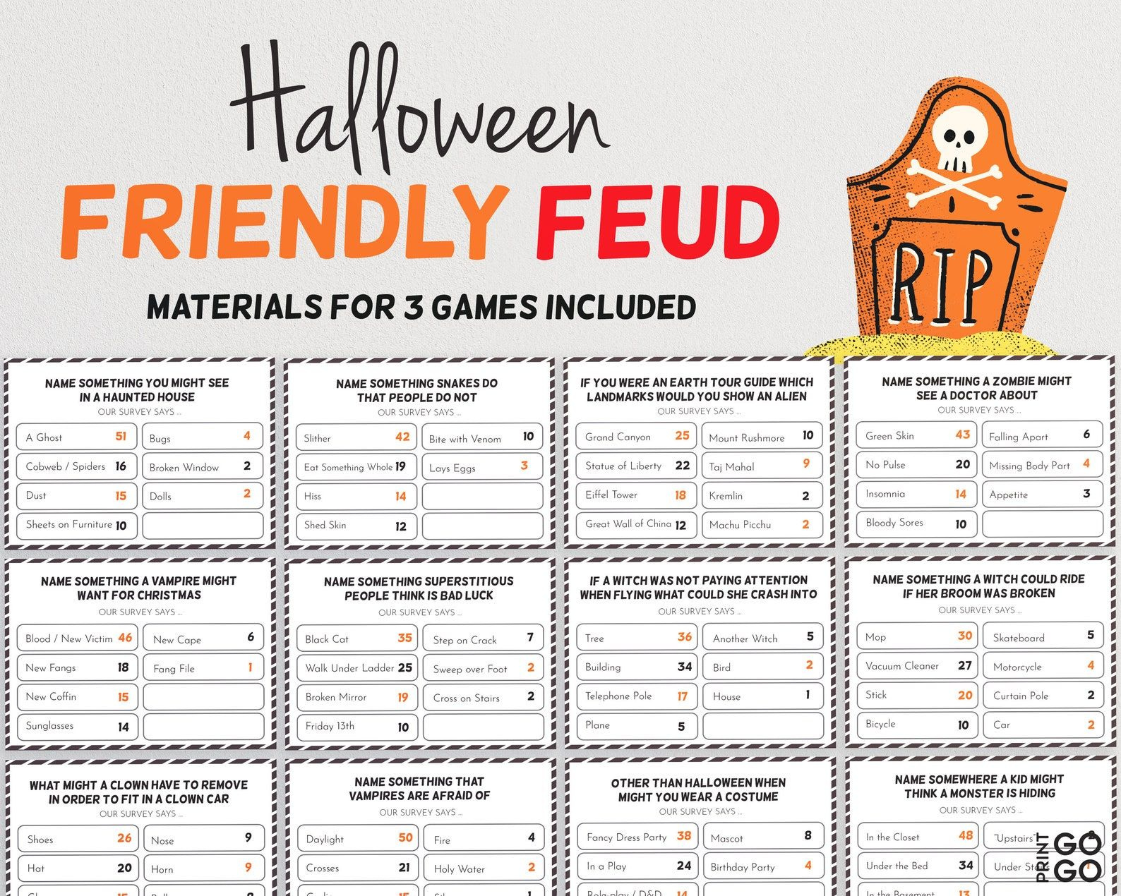 Halloween Feud, Free Printable Family Feud Game throughout Printable Halloween Family Feud