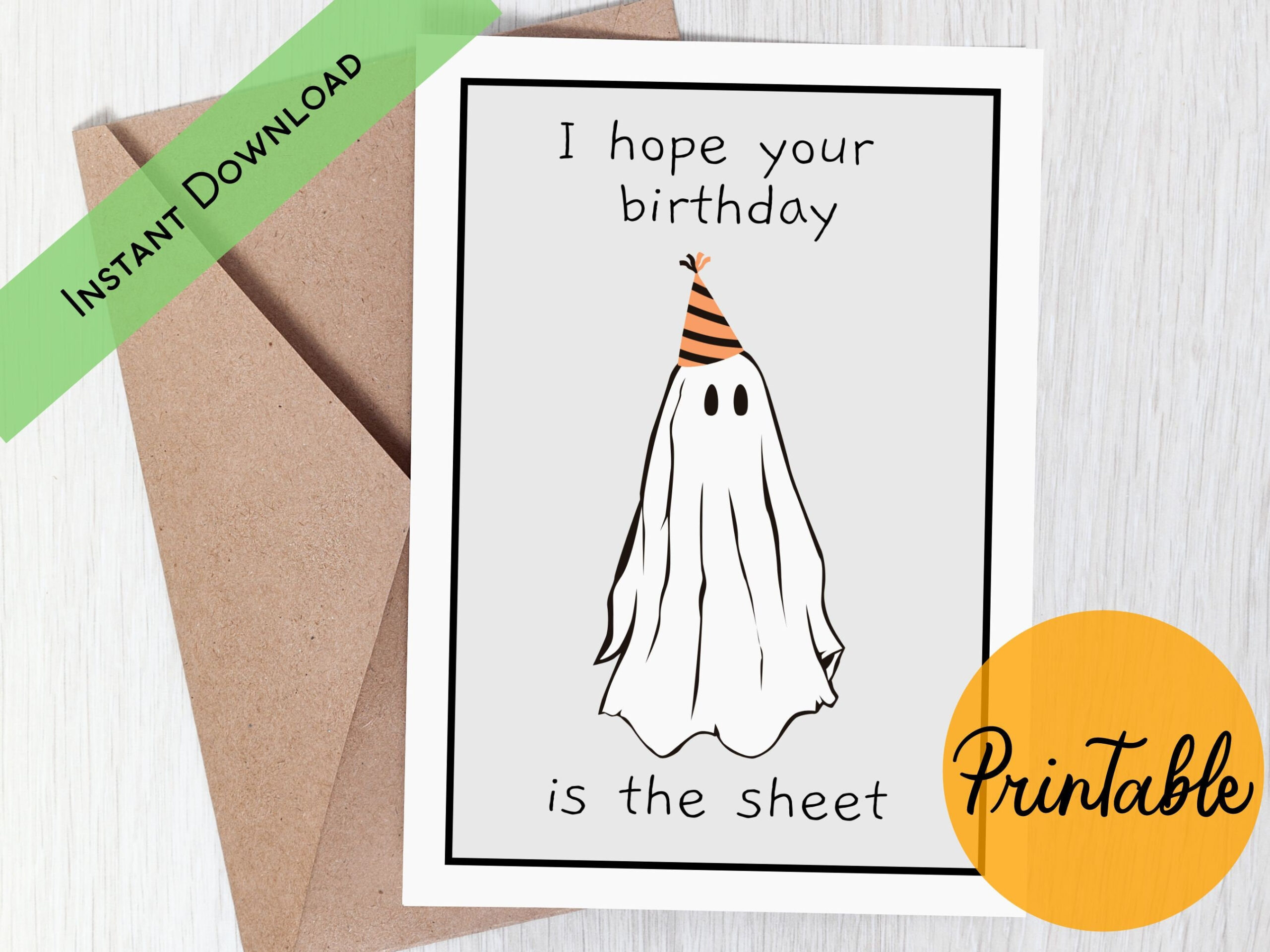 Halloween Funny Birthday Card, Printable, Funny Ghost Birthday inside Printable Halloween Birthday Card