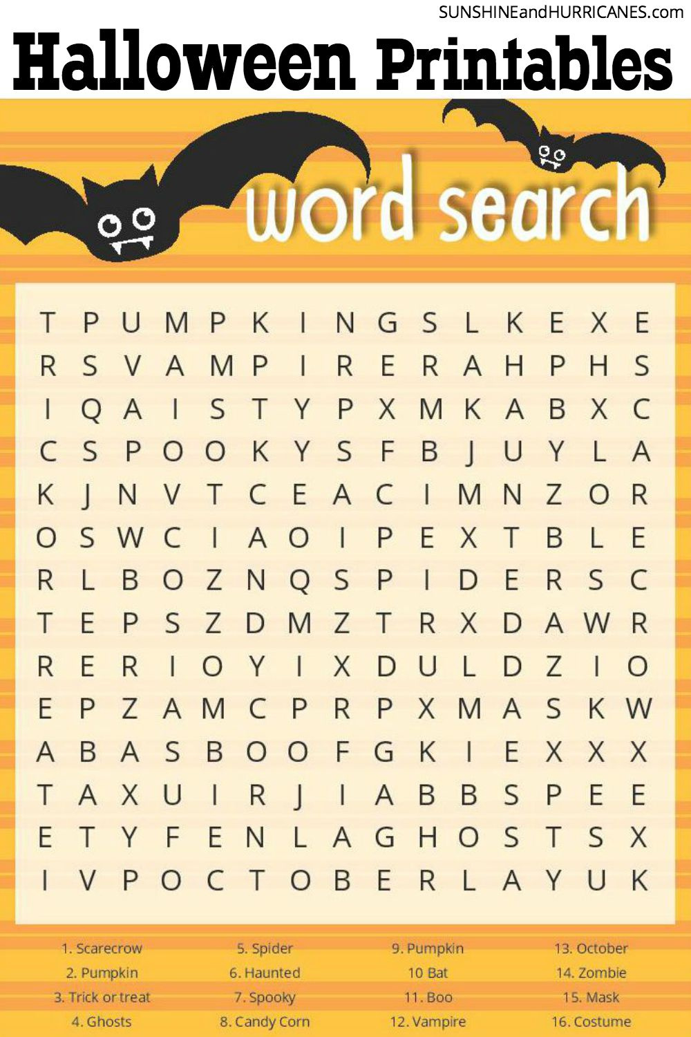 Halloween Games - Word Search regarding Printable Halloween Word Games