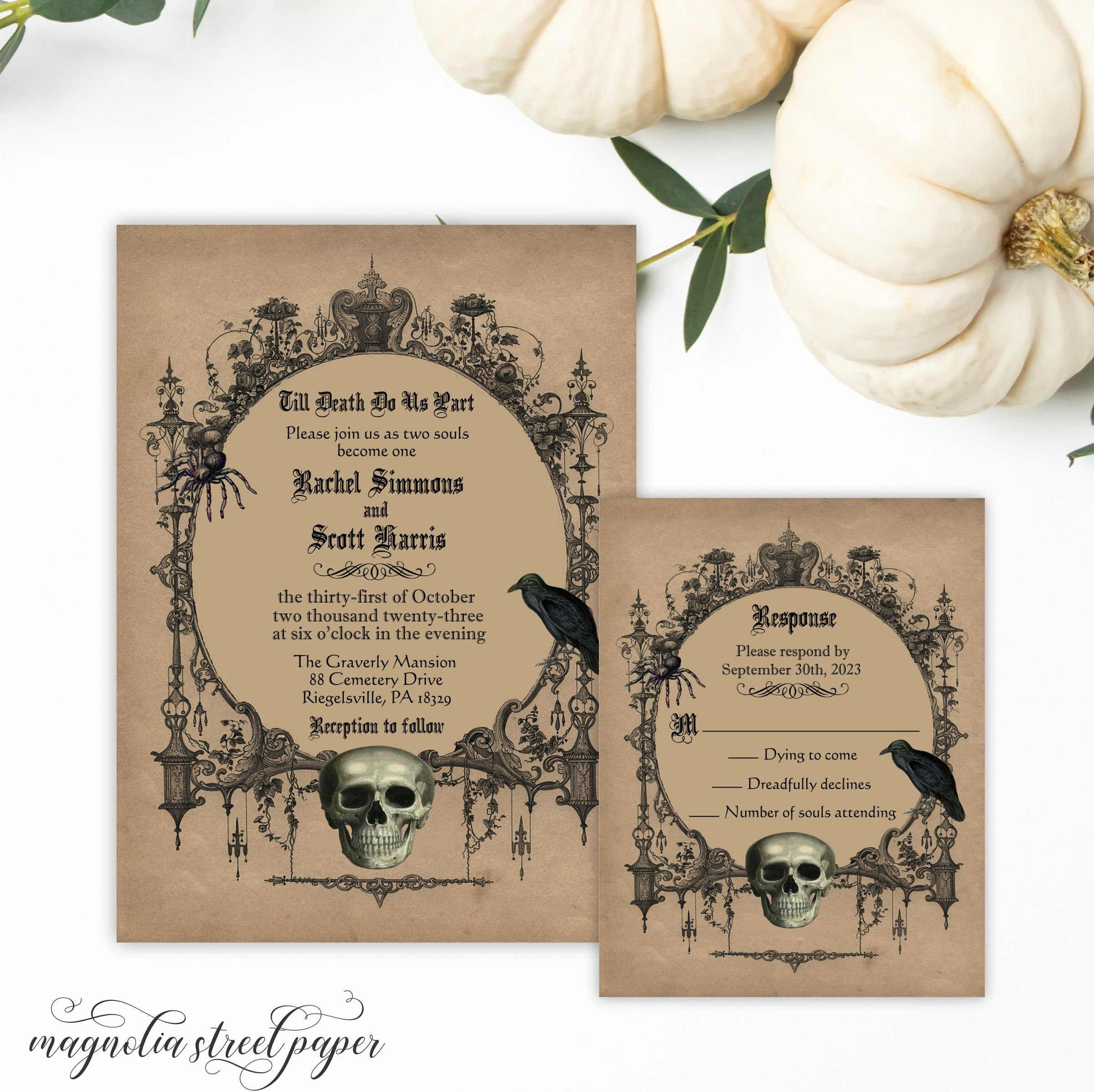 Halloween Gothic Wedding Invitation, Till Death Do Us Part Spooky intended for Printable Halloween Wedding Invitations