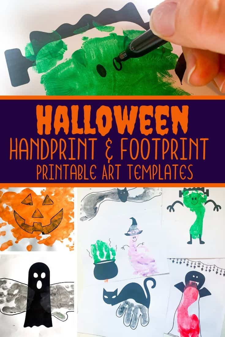 Halloween Handprint Art &amp;amp; Footprint Art Printable Templates throughout Printable Halloween Footprint Art