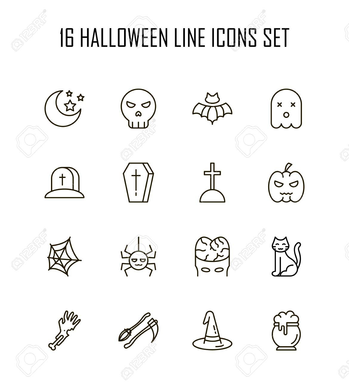 Halloween Icon Set. Collection Of Party Line Icons. High Quality with Printable Halloween Icons
