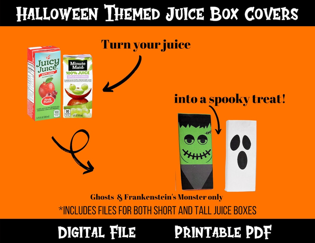 Halloween Juice Box Covers, Halloween Treat Covers, Halloween pertaining to Printable Halloween Juice Box Covers