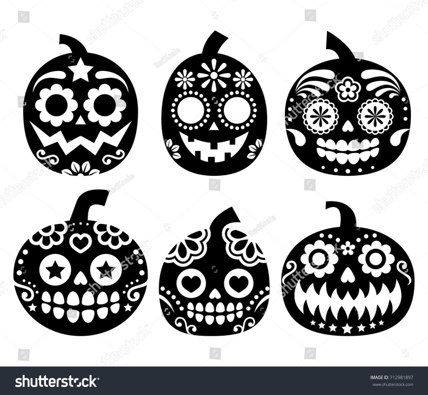 Halloween Kürbis-Vektordesign - Mexikanischer Zuckerschädel-Stil regarding Printable Day Of The Dead Pumpkin Stencil