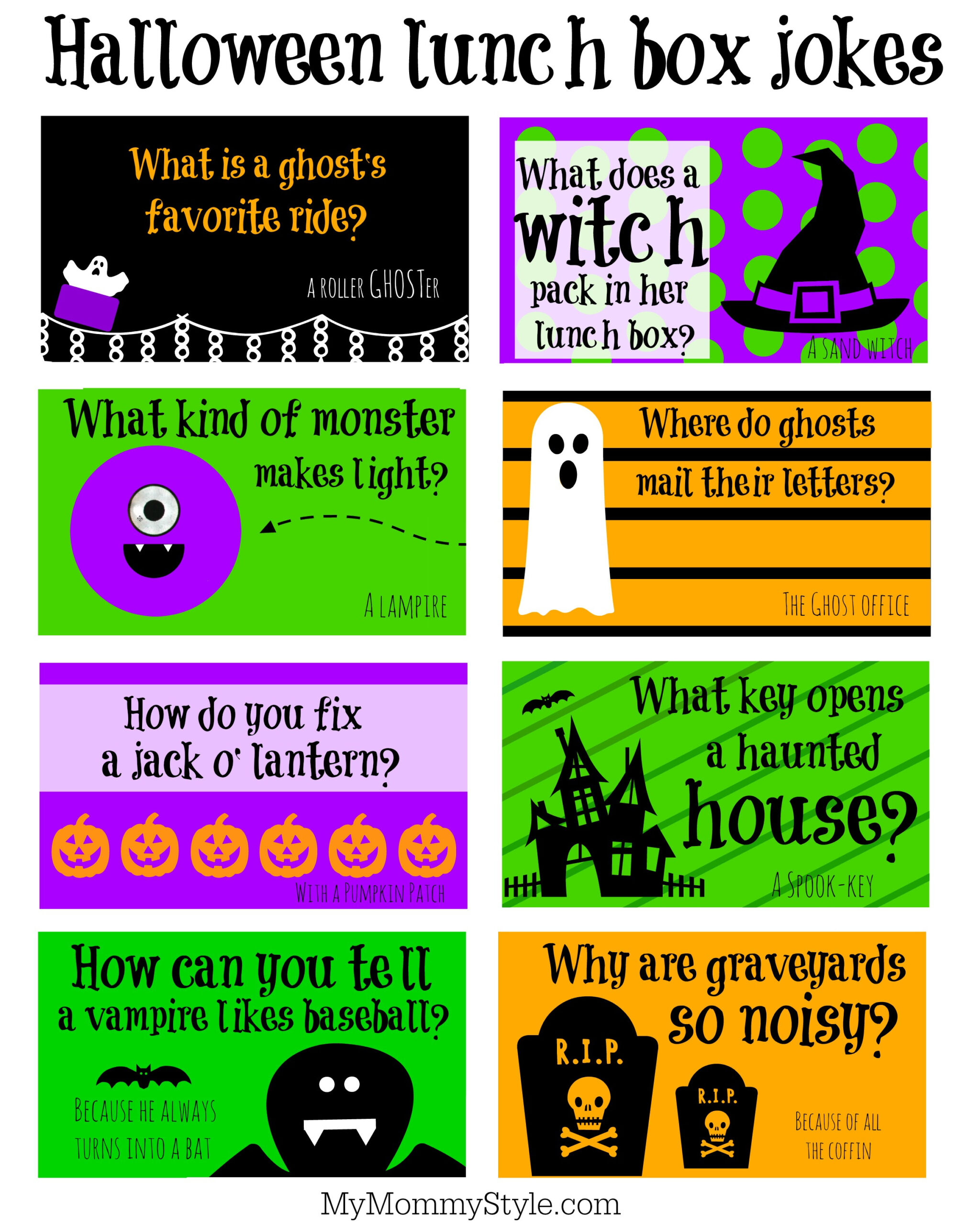 Halloween Lunchbox Jokes - My Mommy Style intended for Printable Halloween Lunch Box Jokes