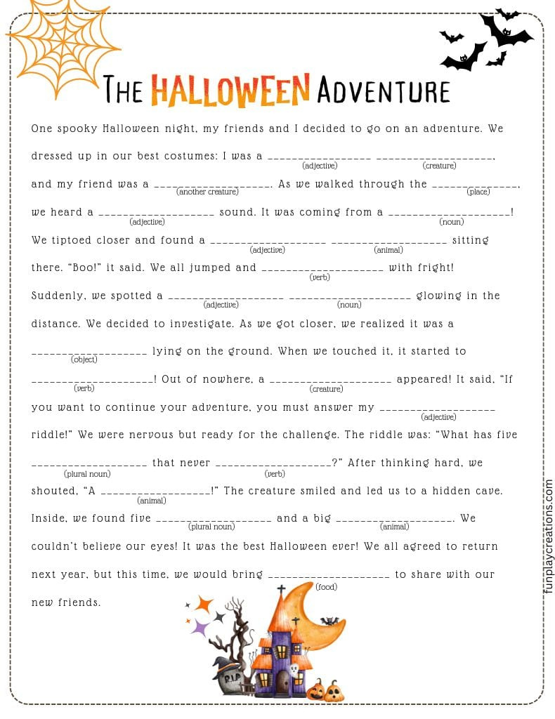 Halloween Mad Libs Printables with regard to Free Printable Halloween Mad Libs