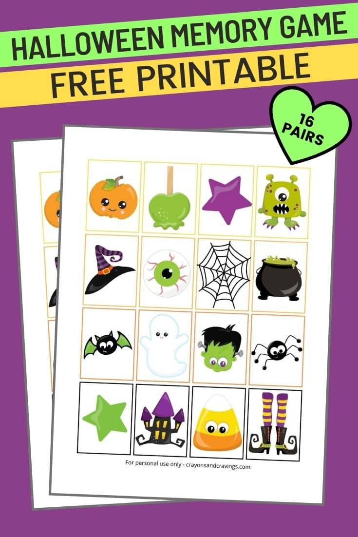 Halloween Memory Game Printable (Free Printable For Kids!) throughout Free Printable Halloween Memory Game