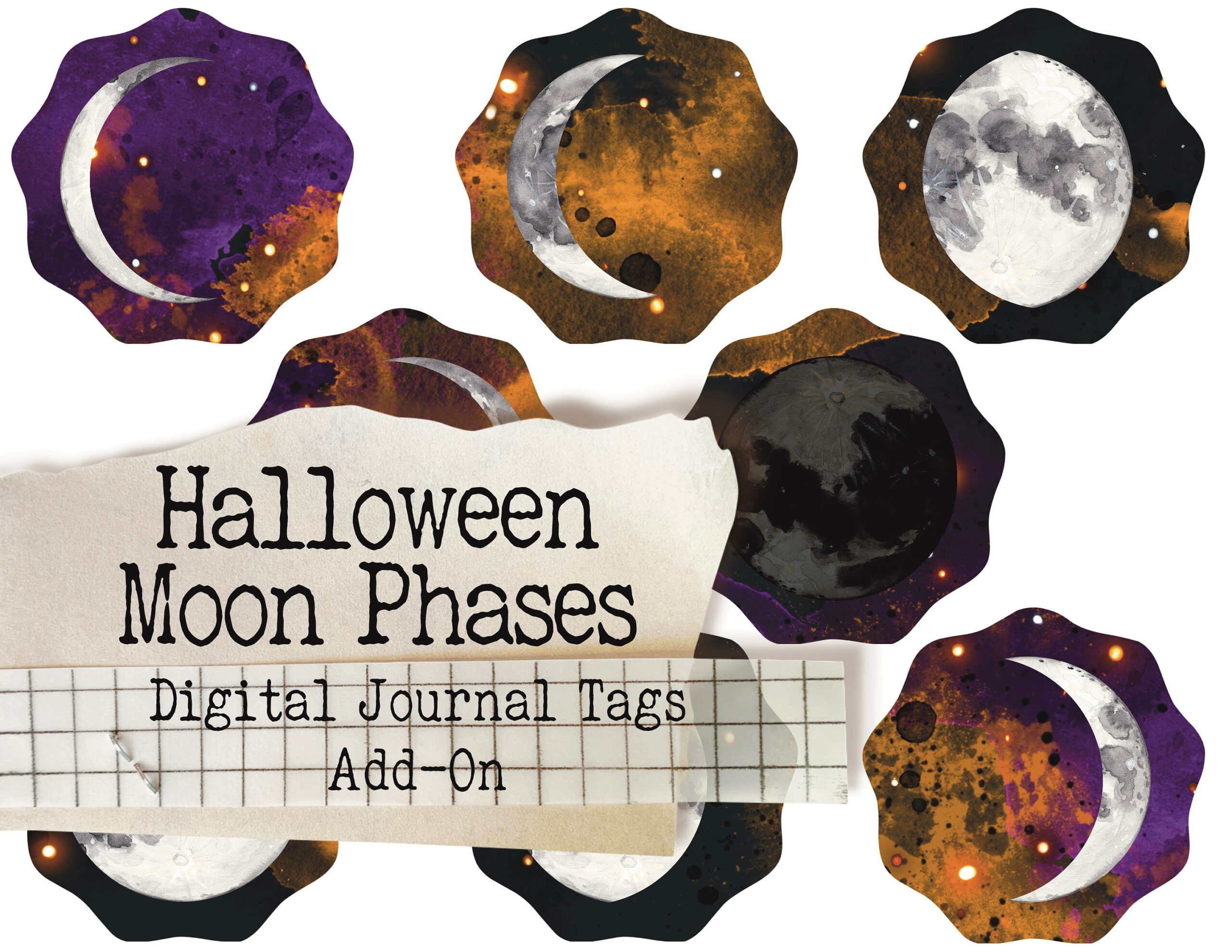 Halloween Moon Phases - Ephemera - Printable Journal inside Printable Halloween Moon