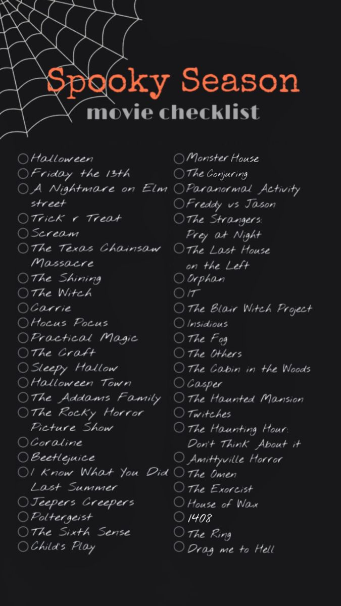 Halloween Movie List in Printable Halloween Movie List