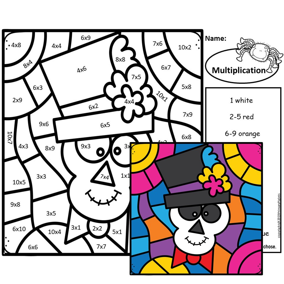 Halloween Multiplication Colornumber | Madeteachers inside Free Printable Halloween Multiplication Color By Number