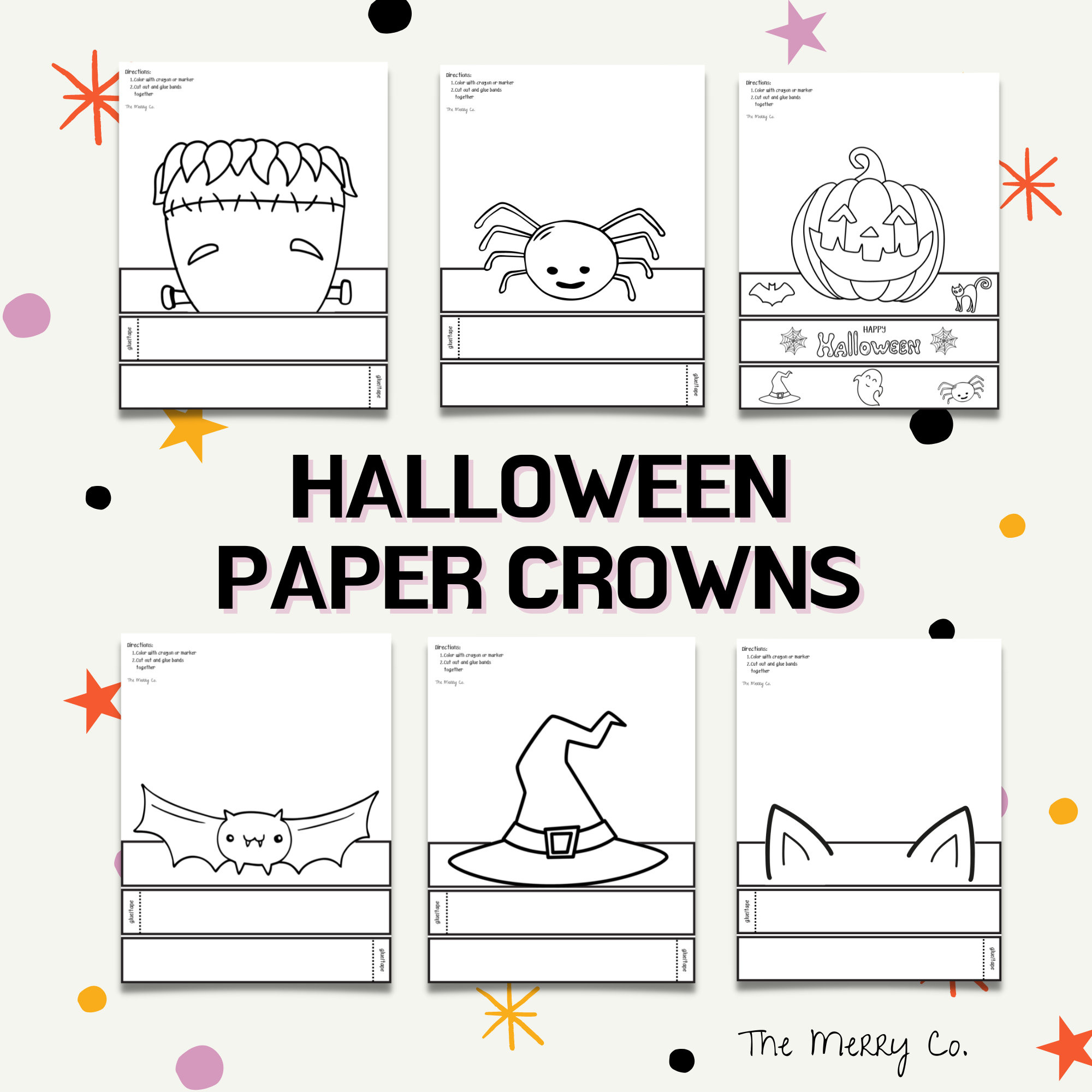 Halloween Paper Crown, Coloring Craft For Kids, Witch Hat, Jack O with regard to Free Printable Halloween Crown