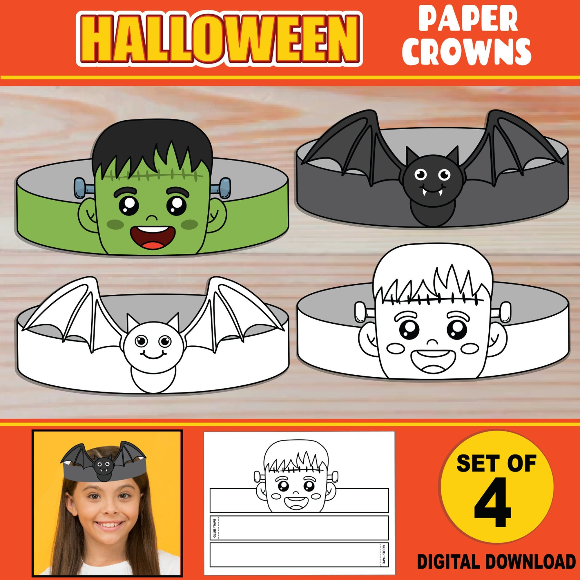 Halloween Paper Crowns For Kids | Printable Hat Headbands | Craft pertaining to Printable Halloween Crown