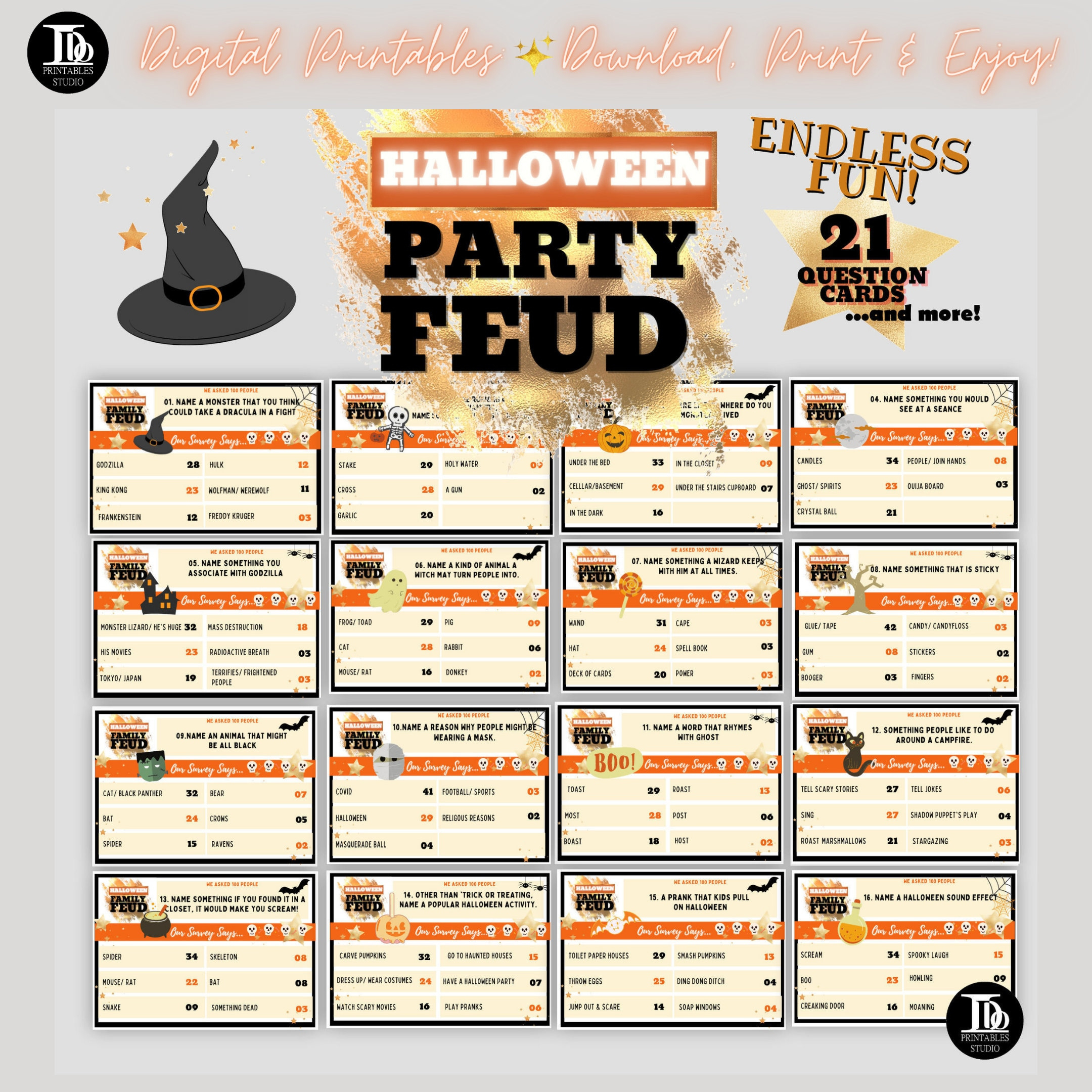 Halloween Party Feud | Halloween Family Group Game Cards within Printable Halloween Family Feud