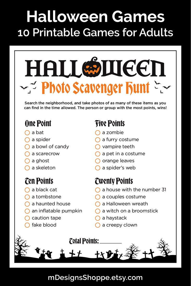 Halloween Party Printable Games For Adults, Fun 10 Game Bundle For with regard to Printable Halloween Games For Adults