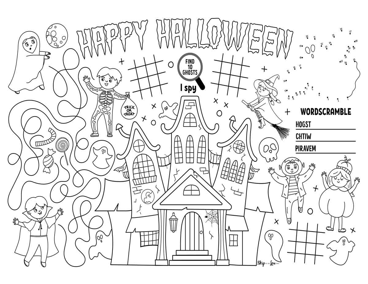 Halloween Placemats | Skip To My Lou with regard to Printable Halloween Placemat