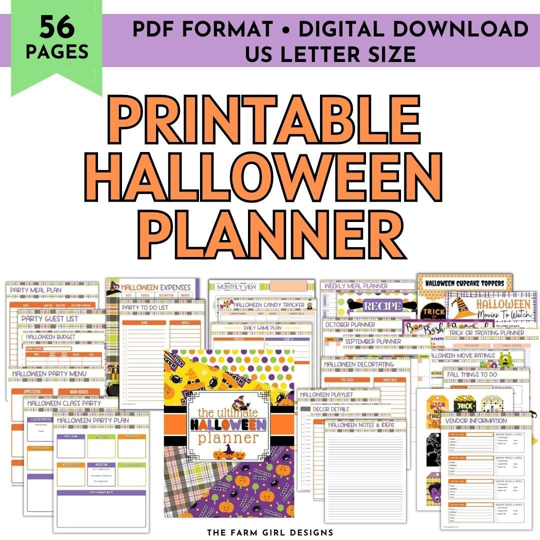 Halloween Planner Printable, Halloween Party Planung Kit regarding Printable Halloween Party Planner