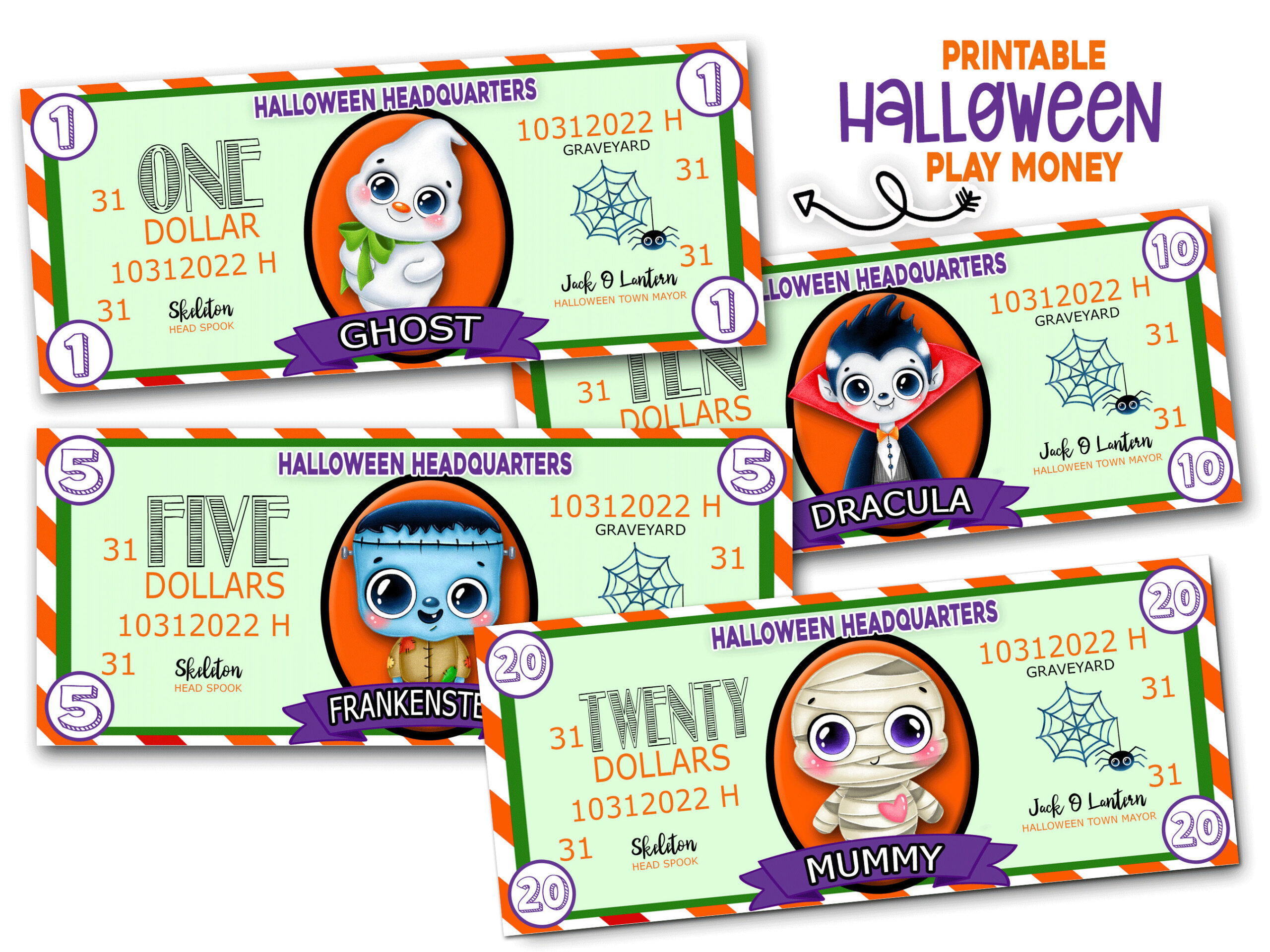 Halloween Play Money, Monster Money, Halloween Fake Money in Printable Halloween Money