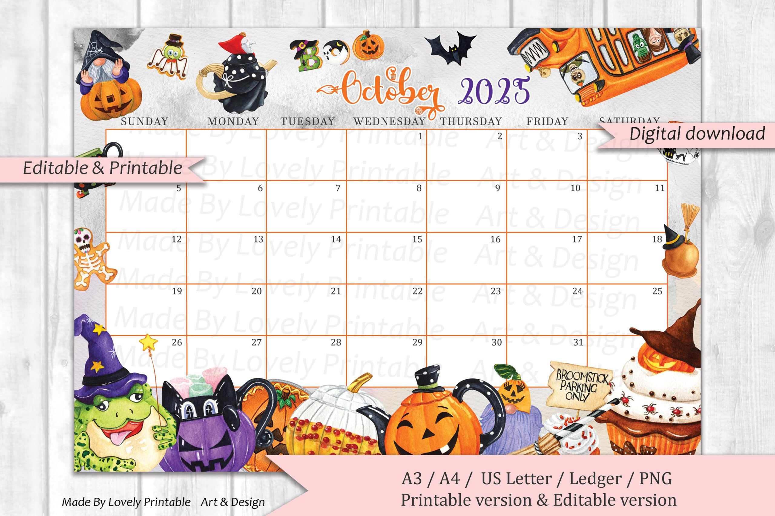 Halloween Printable Calendar - Etsy pertaining to Printable Halloween Calendar