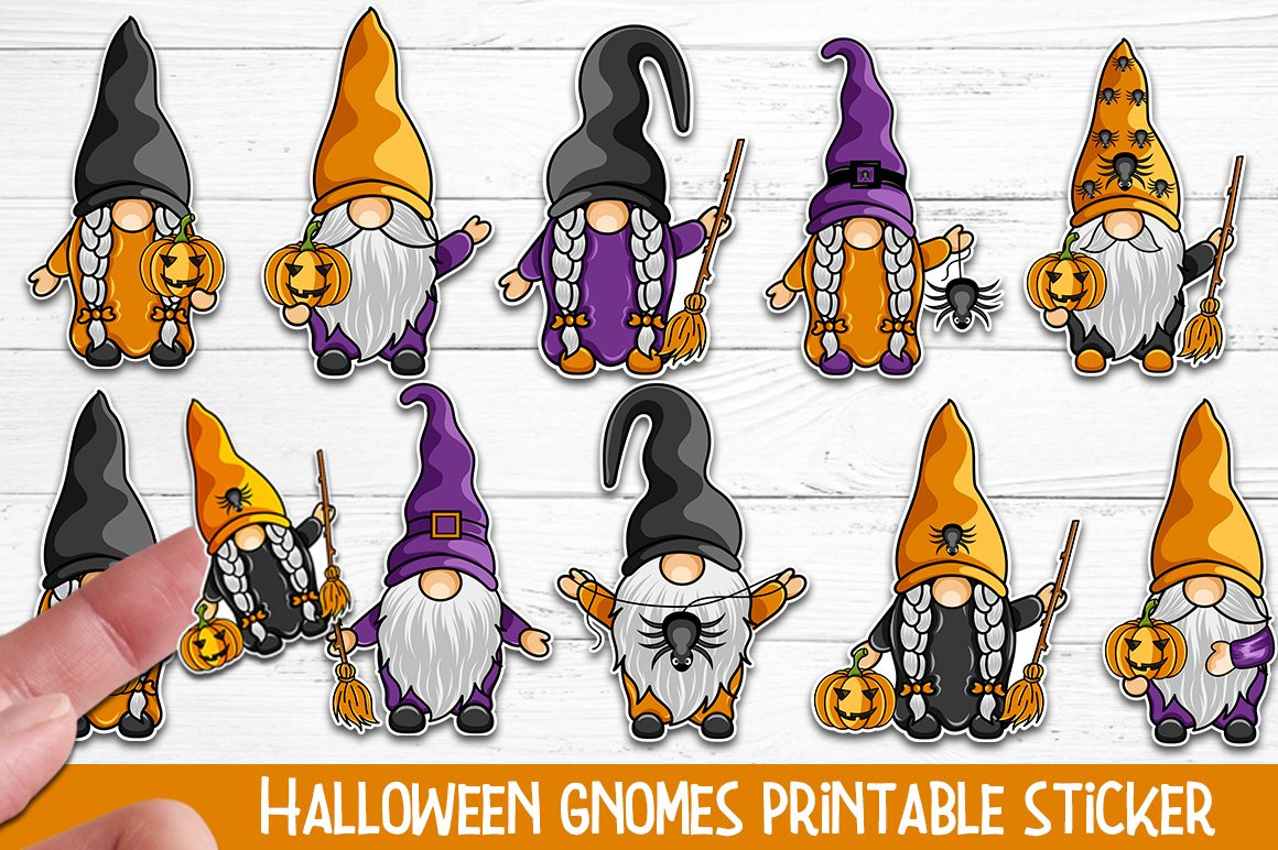 Halloween Printable Sticker pertaining to Printable Halloween Gnomes