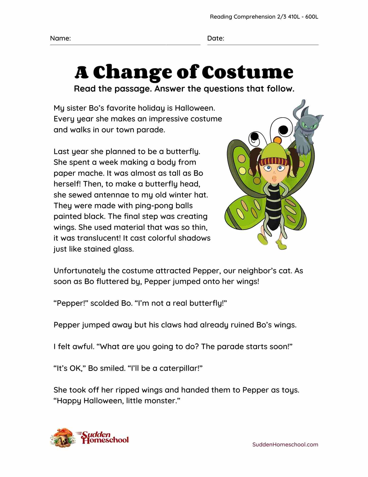 Halloween Reading And Comprehension Worksheet | Live Worksheets for Free Printable Halloween Reading Comprehension