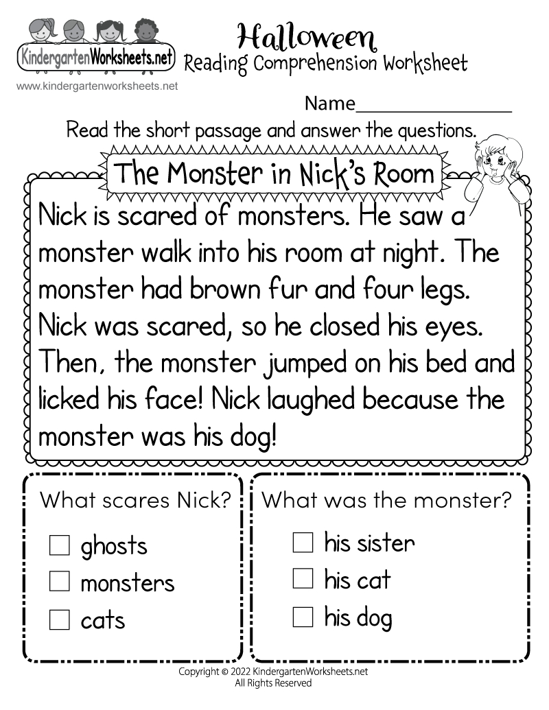 Halloween Reading Comprehension Worksheet - Free Printable throughout Free Printable Halloween Reading Comprehension Worksheets