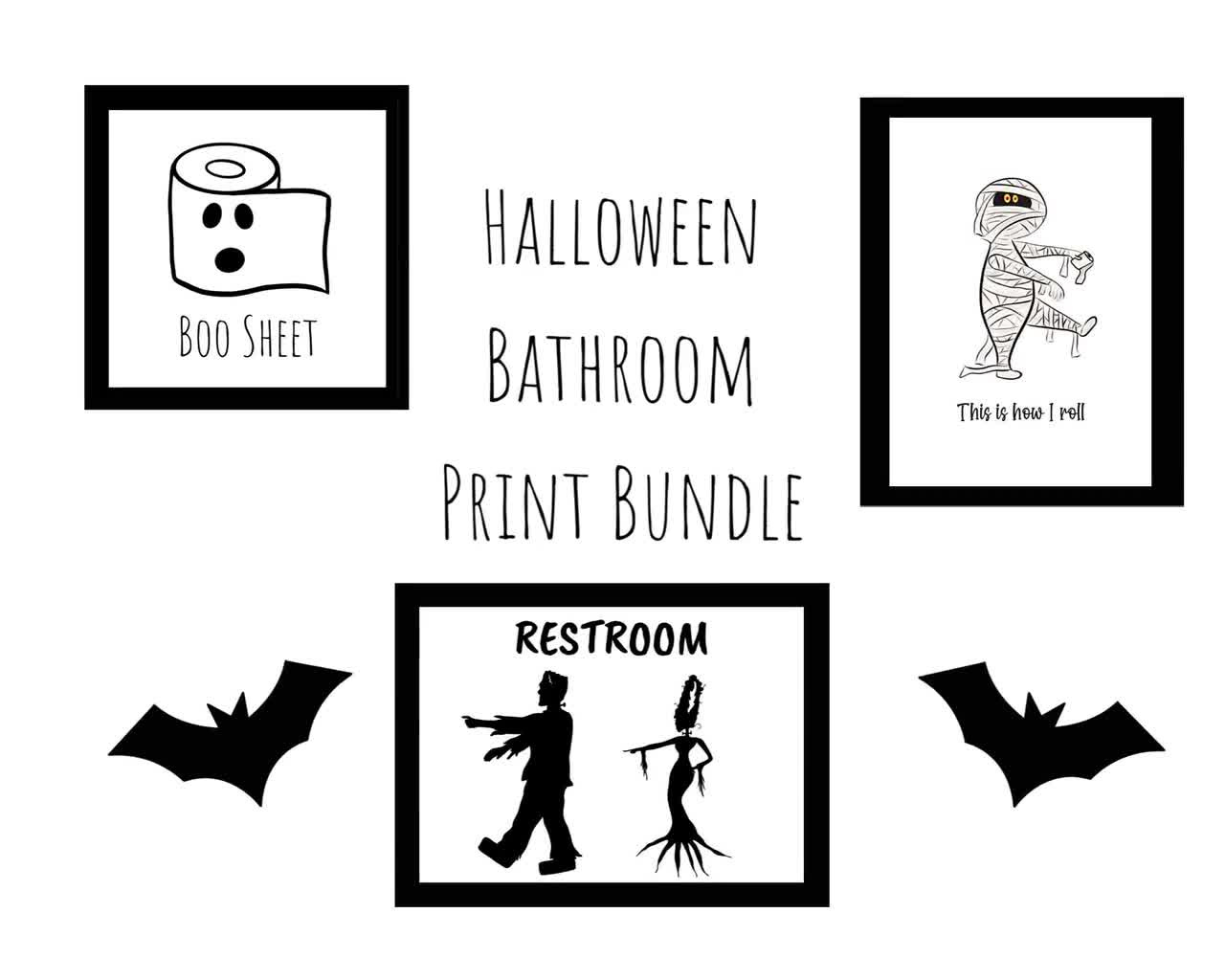 Halloween Restroom Signs Bundle, Halloween Restroom Prints, Halloween  Bathroom Signs, Halloween Bathroom Decor, Halloween Printable Wall Art in Printable Halloween Bathroom Sign