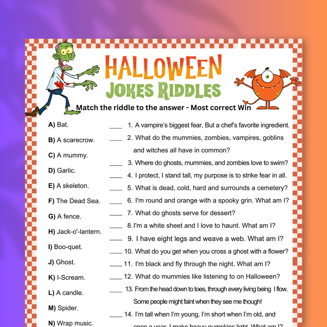 Halloween Riddles Game For Kids, Printable Halloween Party Game throughout Printable Halloween Riddles For Kids