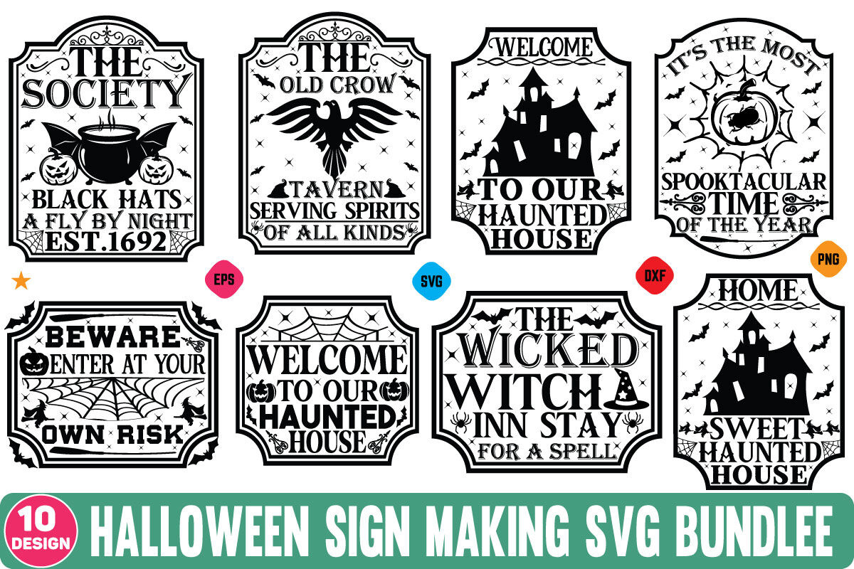 Halloween Sign Making Svg Bundleprint Store | Thehungryjpeg for Free Printable Sign Maker For Halloween