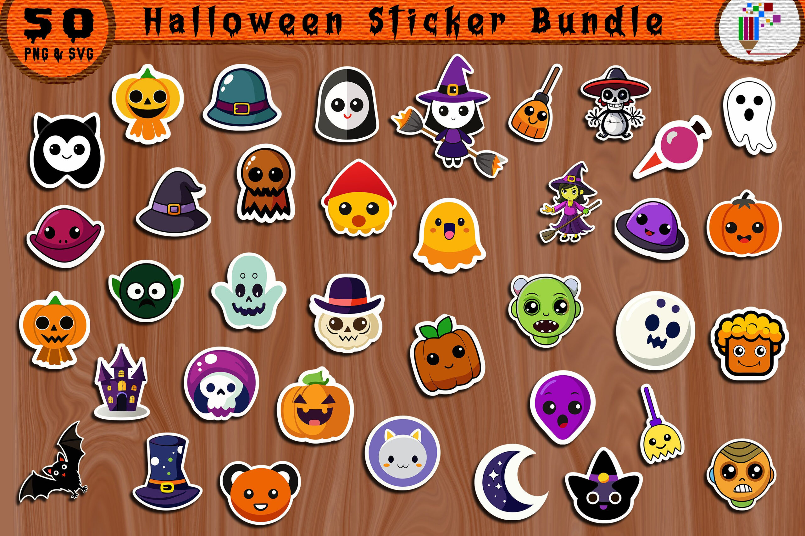 Halloween Sticker Bundle Printable Stickers Pack (4623309) throughout Printable Halloween Stickers