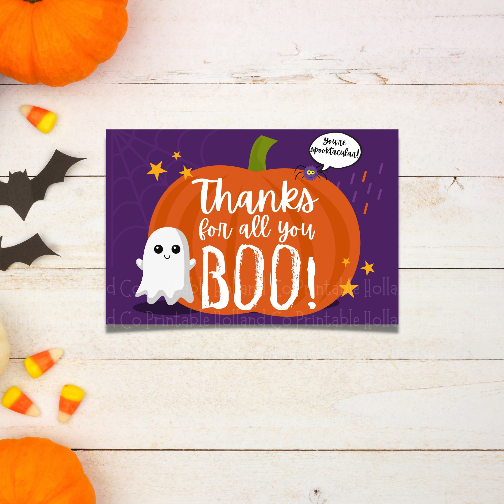 Halloween Thank You Card | Thanks For All You Boo! | Teacher in Printable Halloween Thank You Card