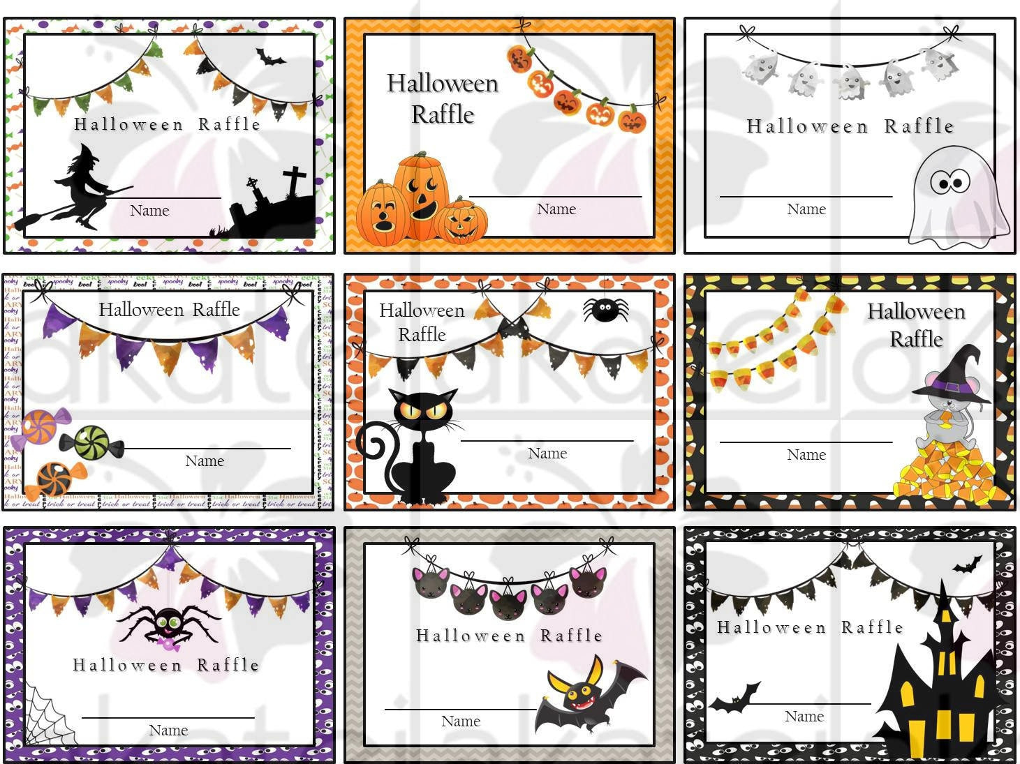 Halloween Theme Raffle Tickets Printable - Instant Download - Etsy for Printable Halloween Tickets