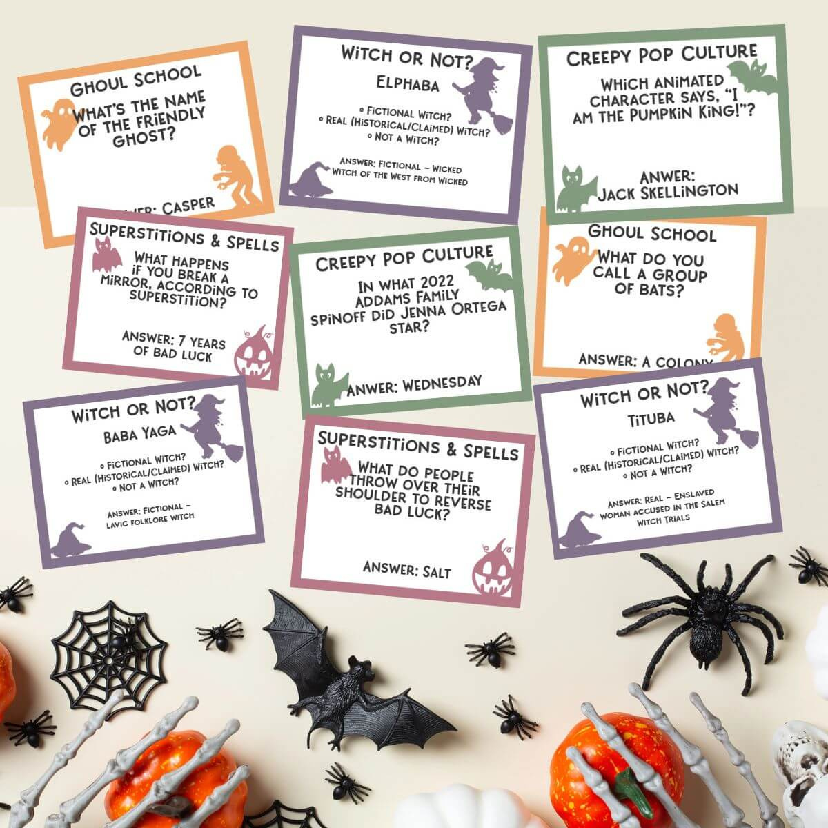 Halloween Trivia Game - Free Printable Questions Cards throughout Printable Halloween Trivia For Kids
