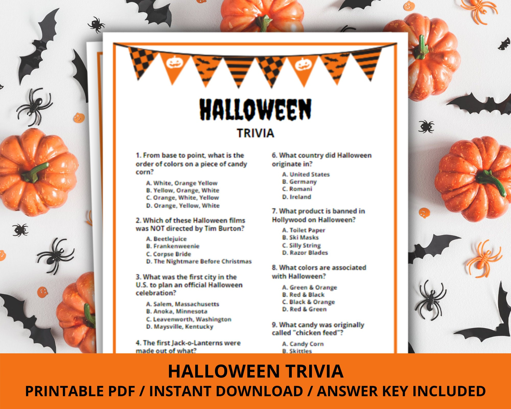 Halloween Trivia Game, Printable Halloween Trivia Game, Halloween intended for Printable Halloween Trivia
