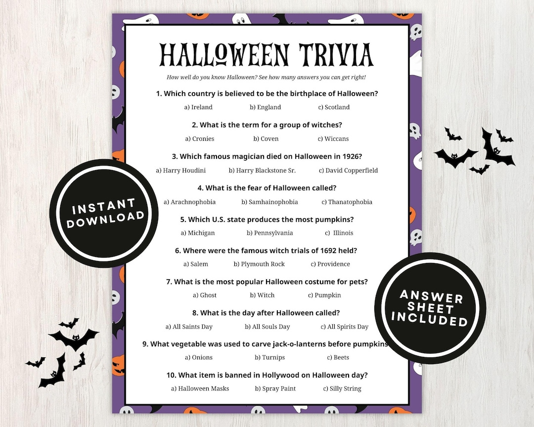 Halloween-Trivia-Spiel Zum Ausdrucken Für Kinder Und Erwachsene within Printable Halloween Trivia Game