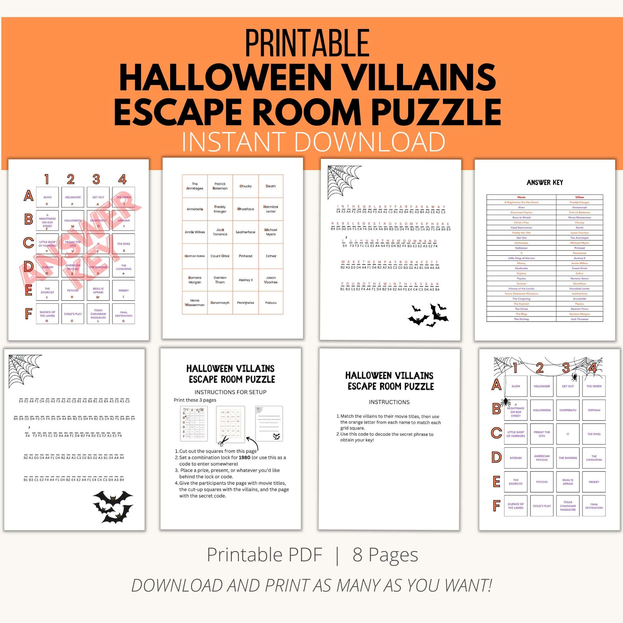 Halloween Villains Escape Room Puzzle - A Spooky Printable Adventure throughout Free Printable Halloween Escape Room