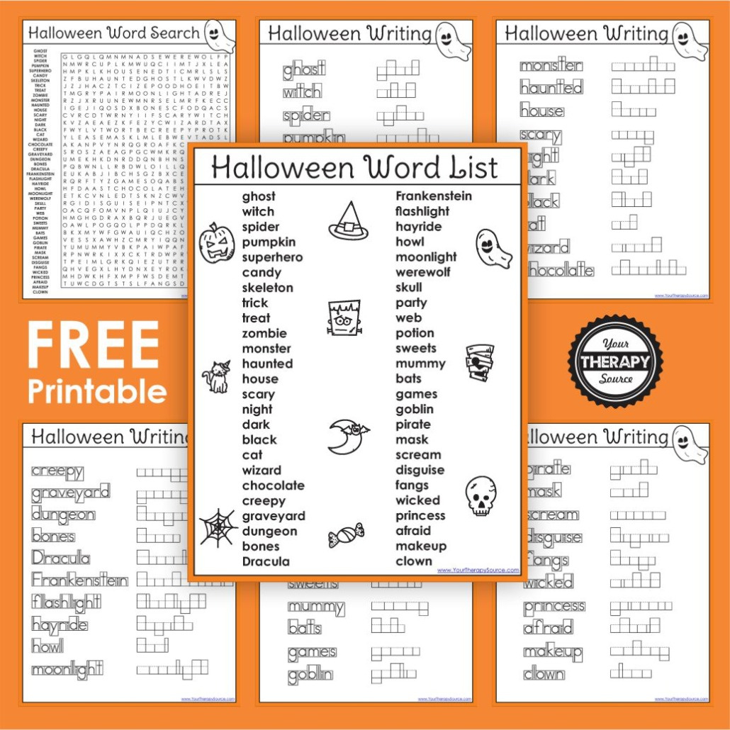 Halloween Word List Printable Free Pdf - Your Therapy Source in Free Printable Halloween Vocabulary