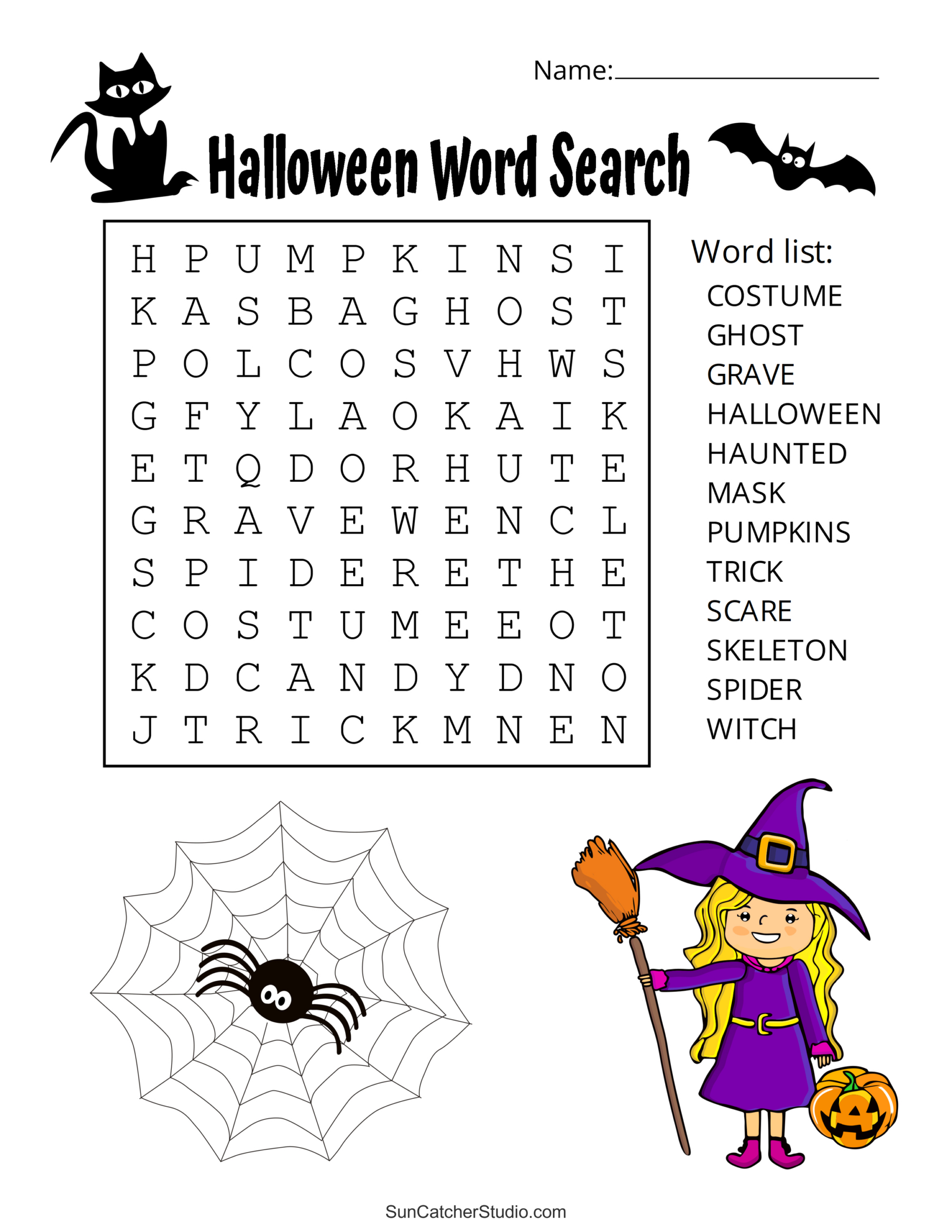 Halloween Word Search (Free Printable Puzzles) – Free Printables inside Printable Halloween Word Searches For Kids