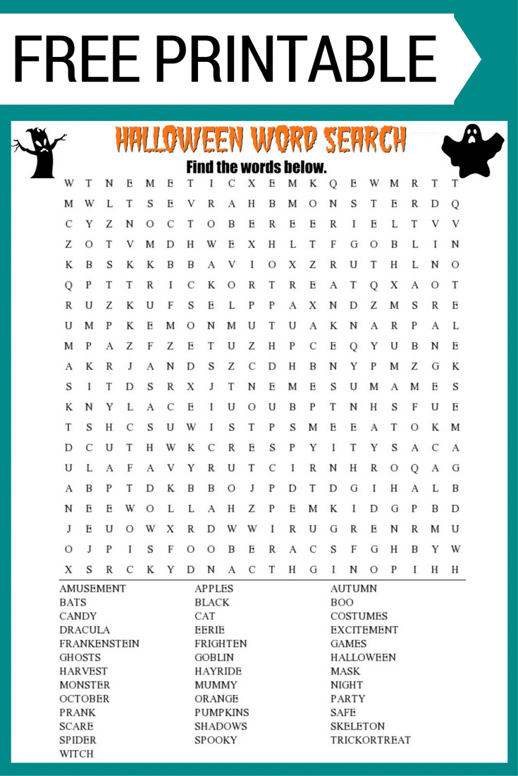 Halloween Word Search Printable (Free Download!) in Free Printable Halloween Vocabulary