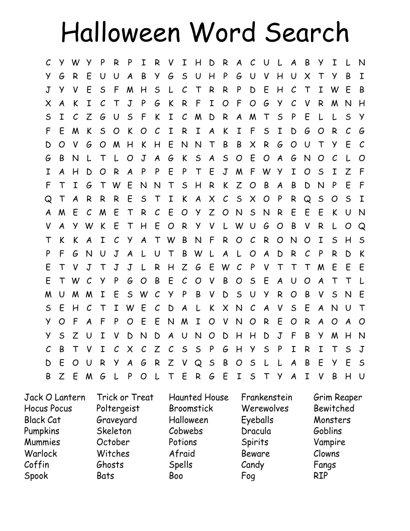 Halloween Word Search - Wordmint with regard to Word Search Printable Halloween Hard