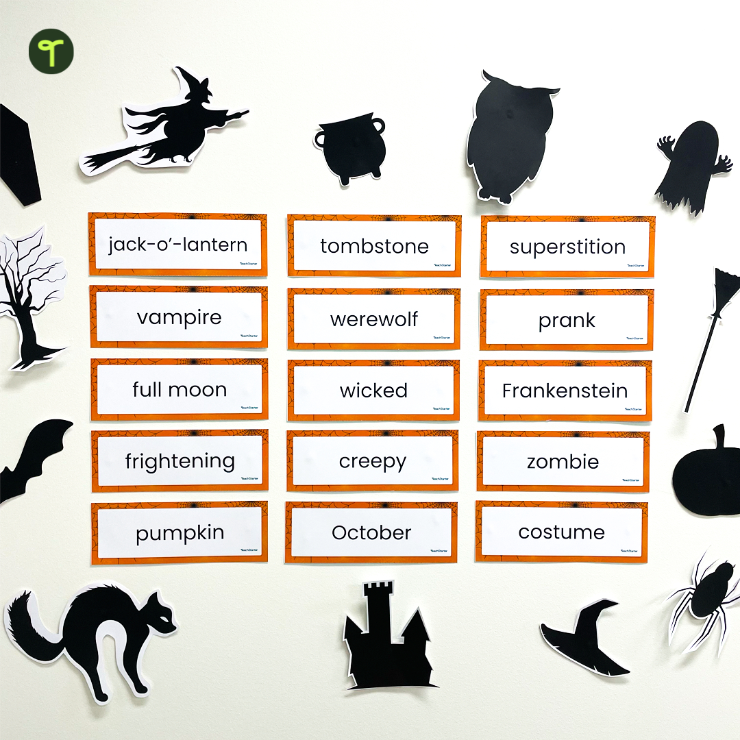 Halloween Word Wall Vocabulary | Teach Starter inside Printable Halloween Hangman Words