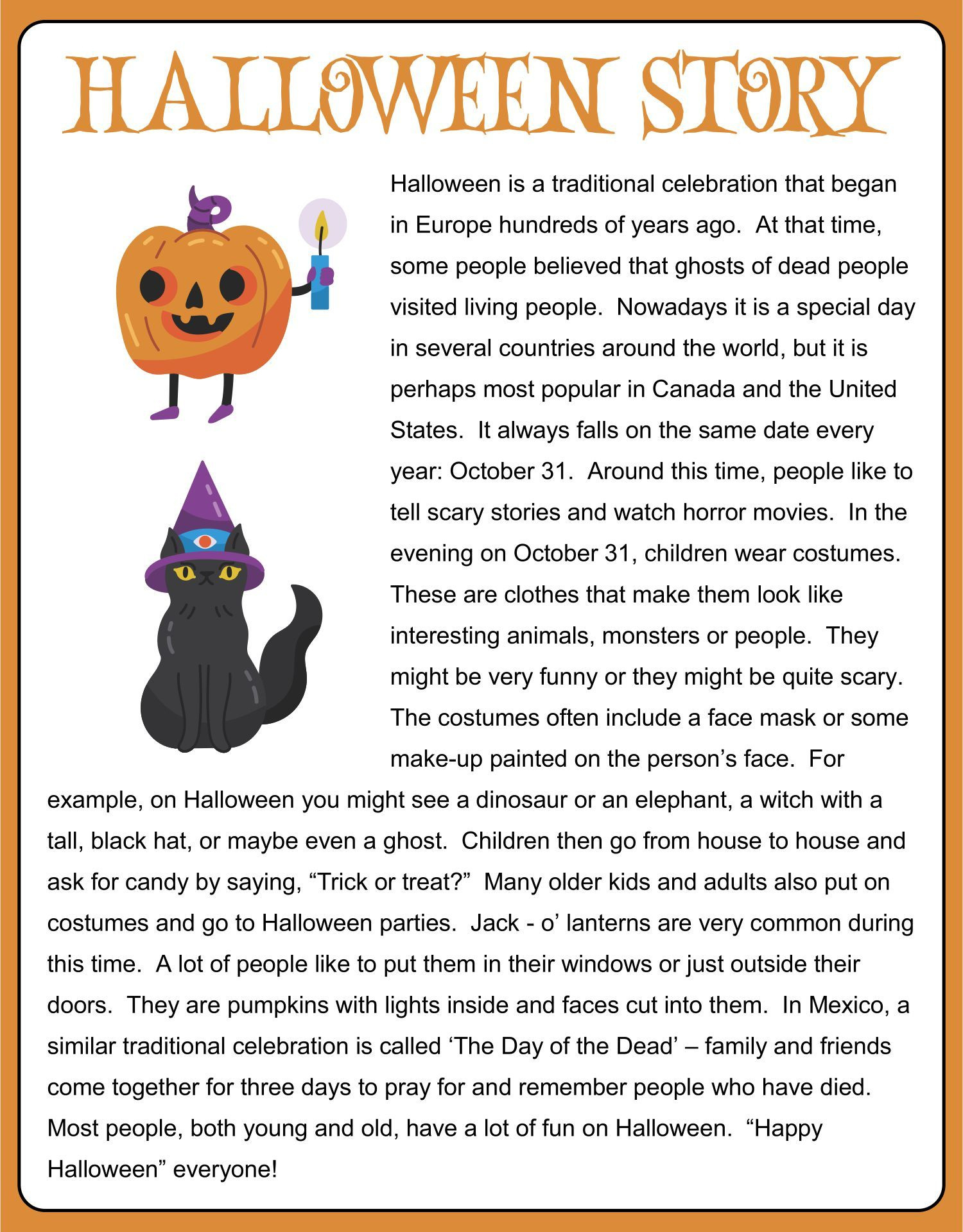 Halloween Worksheets And Stories - 15 Free Pdf Printables | Printablee within Printable Halloween Stories