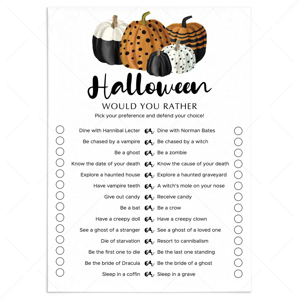 Halloween Would You Rather Questions For Adults | Printable pertaining to Printable Halloween Would You Rather