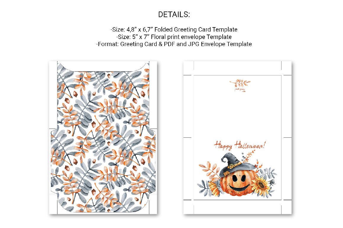 Happy Halloween Card With Envelope Diyartmanata | Thehungryjpeg inside Printable Halloween Envelope